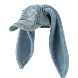 COPY - Absolutely adorable, bunny hat with long, plush powder, blue ears🩵🩵